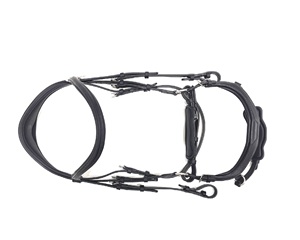 Brida de cuero para caballo con tela brillante, hebilla de acero inoxidable, logotipo y colores personalizados - Product Image 4