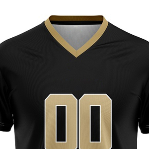Jersey de Fútbol Americano Negro Personalizado para Hombre, Cuello en V, Manga Corta, Absorbe la Humedad, Uniforme de Equipo, OEM, ODM, Jersey Deportivo Personalizado - Product Image 3