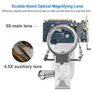 Loupe à main avec lumière LED et visière de soudage à trois doigts réglable à 360 degrés 3X/4.5X – Catégorie de produit : Loupes - Product Image 3