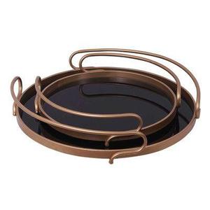 ถาดเสิร์ฟอาหารพรีเมียม MALTII โลหะทันสมัย ไม่ติดกระทะ เป็นมิตรกับสิ่งแวดล้อม ลายดอกไม้ สำหรับชา กาแฟ Linea Exports Inc รุ่น LE-F1195 - Product Image 2