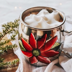 2025 décorations de table tasse de mule en cuivre pour la maison hôtels fleur de cuivre pur imprimé conception moscou Mule tasse à café et thé - Product Image 5