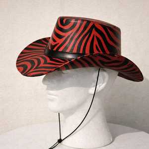 Premium Quality Custom print Handmade <b>red</b> Leather Cowboy Hat Statement Western Festival Hat - Product Image 5