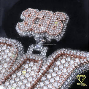 จี้ตัวอักษร M แบบ Iced Out พร้อมเพชรโมอิสซาไนต์ VVS รับรองโดย GIA เงินแท้ 925 ชุบทองคำสีกุหลาบ สร้อยคอฮิปฮอปขนาด 3 นิ้ว - Product Image 4