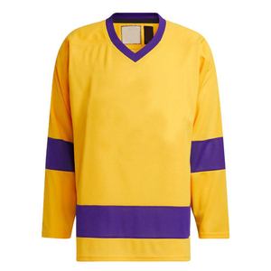 Maillot de hockey sur glace de qualité professionnelle à vendre à prix raisonnable, manches longues, couleur jaune - Product Image 3