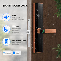 Cerradura Inteligente WiFi IP65 a Prueba de Agua con Huella Dactilar TTLock, Contraseña, Tarjeta RFID, Llave, Color Cobre Rojo Antiguo para Puertas de Madera y Metal