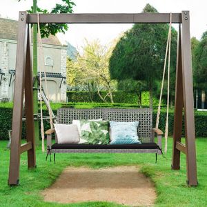 Sedia a Dondolo da Giardino in Vimini per 2 Persone, Design Sospeso per Comfort e Stile - Product Image 4
