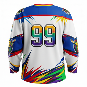 Maillots de hockey sur glace personnalisés style mode 2026, sublimés PRO 100% polyester respirant, col en V, manches longues - Product Image 2