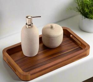 Bandeja de Servir Rectangular Mediana de Madera de Acacia, Grado Comercial, Ecológica, Duradera, con Base Sólida para Uso en Catering - Product Image 2