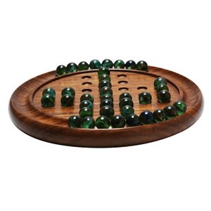 Jeu de solitaire en bois artisanal de qualité supérieure, solitaire classique en bois avec billes de verre, jouets éducatifs d'intelligence - Product Image 1