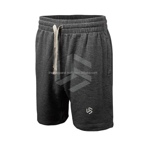 100% Cotton Fleece Eco-Friendly Quick Dry Breathable Custom Logo & Color Athletic Men's Sweat Shorts with Side <b>Strips</b> - Product Image 2