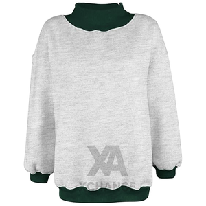Sudadera de punto 100% cachemira para mujer, de corte holgado con hombros caídos, cuello de doble capa y bordado frontal con letras. - Product Image 2