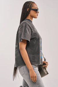 T-shirt Oversize Imprimé Terre Manches Courtes Décontracté Unisexe Style Été Coton Écologique Haut Tendance - Product Image 3