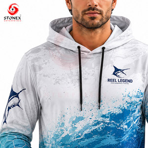 Sweat à capuche de pêche pour homme, respirant, grande taille, UPF 50, polyester/coton, personnalisable, séchage rapide, évacuation de l'humidité - Product Image 4