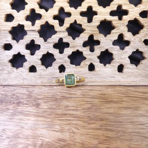 Wedding Wear 925 Sterling <b>Silver</b> Gold Plated Jewelry <b>Emerald</b> Diamond Gemstone Women Wear Classic <b>Ring</b> - Product Image 4