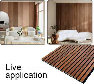 Paneles de Pared Modernos 3D de Madera Sólida y MDF Ecológicos Insonorizantes con Fibra de Poliéster para Dormitorios, Oficinas y Espacios Comerciales - Product Image 1