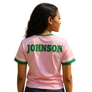 Camiseta AKA con cuello en V para mujer, camiseta de algodón con letras en rosa, gris y verde, ropa griega informal de manga corta, Top cómodo de verano - Product Image 2