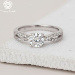 Charm Jewells Cushion Cut Moissanite IGI Certified Engagement <b>Ring</b> 18K Gold Plated Prong Setting Women's Classic Wedding Band 3 - Product Image 1
