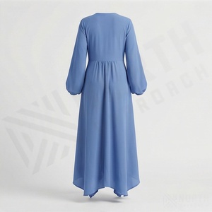 Nouvelle Arrivée - Abaya Femme Personnalisée Couleur Unie Style Ample Manches Longues Robe Plissée Musulmane Brodé Vêtement Féminin - Product Image 2