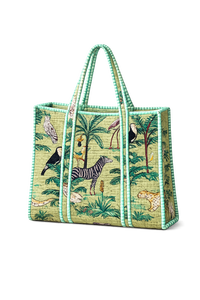 Quilted Jaipuri <b>Tote</b> Bag in Hand Block Print Bohemian Style Beach Bag <b>Zip</b> Closure All Seasons Use Shopping bag Women <b>Tote</b> Bag - Product Image 5