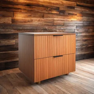 Modern Small Wooden Nightstand with 2 Drawers Bedside Table Cabinet for Tiny Home or Apartment for Bedroom Design