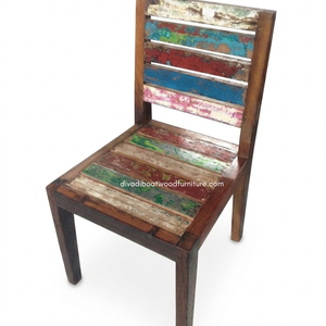 Handcrafted <b>Rustic</b> <b>Dining</b> <b>Chair</b> Reclaimed Boat Wood Eco-Friendly Original Color Indoor Outdoor Resort Home Villa Furniture - Product Image 4