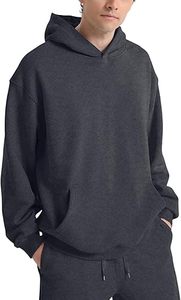 Sudadera con Capucha para Hombre, Color Gris Oscuro, 100% Algodón, Felpa Francesa, Manga Regular, Color Sólido, Tejido de Punto, Invierno, Secado Rápido - Product Image 3
