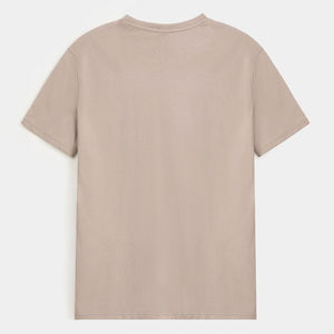 T-shirt basique beige pour homme, manches courtes, col rond, coupe classique, en jersey de coton doux, décontracté, pour l'été, vente en gros - Product Image 4