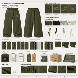 Pantalon de survêtement pour homme à coupe ample et jambe large, respirant, écologique, avec logo personnalisé imprimé par transfert thermique, fermeture à cordon, tissu épais - Product Image 6