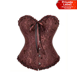 Steampunk Style Green Women Corset Set Brocade Girdle Vest Top High Quality Boned Women Core Set Front Steel Busk Lingerie Top - Product Image 1
