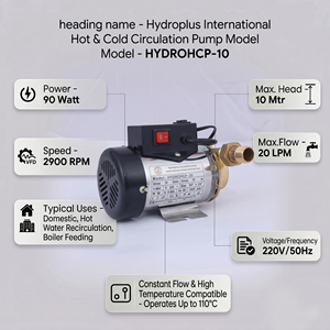 Pompe de circulation d'eau chaude et froide Hydroplus International 90W, silencieuse et automatique, pour chauffe-eau de salle de bain et machine à laver - Product Image 2