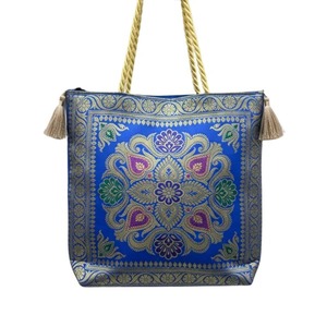 Premium Quality Royal Blue Banarasi Medallion Tote Bag Available for Affordable Price from India - Product Image 1