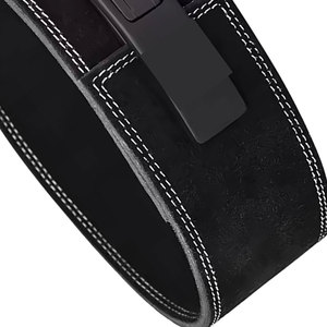 Cinturón de Levantamiento de Pesas Ajustable de Cuero Negro con Cierre de Hebilla para Entrenamiento de Fuerza, Soporte Lumbar Unisex para Gimnasio, Diseño Transpirable - Product Image 3