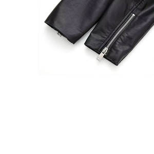 Chaqueta de Motocicleta de Cuero Genuino para Mujer PIHA SPORTS, Cuello Alto, Manga Regular, Cierre de Cremallera, Detalle de Epaulettes, Color Sólido, Invierno - Product Image 3