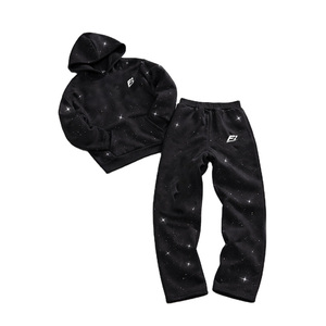 Bulk Wholesale Manufacturer Custom Rhinestone Printed Hoodies And Sweat pant <b>Sets</b> Casual Streetwear Style Tracksuits USA - Product Image 1