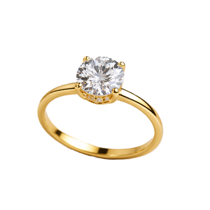Bague de fiançailles élégante en argent sterling 925 et or 10K 14K avec diamant de laboratoire rond de 2 carats, sertie à griffes, vente en gros - Product Image 4