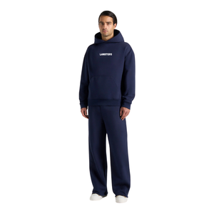Ensemble de survêtement à capuche pour homme avec pantalon large, taille à cordon, poignets côtelés, coupe ample, deux pièces, vente en gros, personnalisable, OEM - Product Image 1