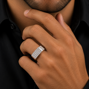 Namivaa <b>Mens</b> Sterling Silver Gemstone Rectangular Pave High Polish Modern Geometric Band <b>Ring</b> Daily Wear Jewelry - Product Image 1