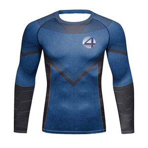 High Collar UPF50 Quick Dry Long Sleeve <b>Mens</b> <b>Compression</b> <b>Shirt</b> with Front Logo Eco-Friendly Rashguard Factory Supply - Product Image 2