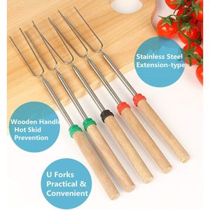 Set di 12 Spiedini per Marshmallow con Manico in Legno, Forchette Telescopiche da 32 Pollici, Borsa Portatile per Hot Dog, Campeggio, S'mores, Utensili per Barbecue - Product Image 3