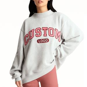 Custom Women's Winter Printed Soft Cotton Crew Neck Lined Solid Streetwear Embroidered <b>Jumper</b> Fleece Oversized <b>Pullover</b> - Product Image 4