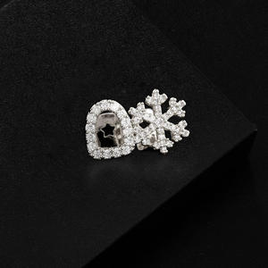 Grillz Flocon de Neige Plaqué Argent de Haute Qualité, Motif Géométrique Rouge Bleu Blanc, Bijoux Hip Hop pour Fête, Accessoire de Mode Unisexe - Product Image 5