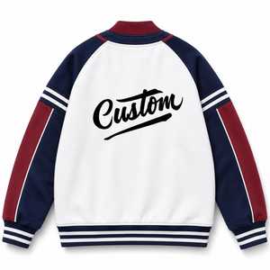 เสื้อแจ็คเก็ตวาร์ซิตี้ผู้ชายสีขาวกรมท่าแดง ปักลายด้านหน้า ติดกระดุม สไตล์ลำลอง ปกคอพับ ทรงปกติ กันลมหนาว - Product Image 2