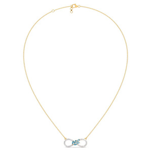 Aqua Leaf Infinity Diamond <b>Necklace</b> with Flowing <b>Blue</b> Stone Cluster and Elegant Sparkle Loop Design - Product Image 3