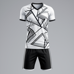 Tenue de football athlétique personnalisée : maillot, short, vêtements d'entraînement et de match, tissu sportif léger et respirant, design d'équipe personnalisé - Product Image 1