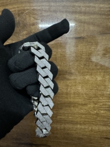 925 Sterling Silver Rhodium Plated Moissanite Cuban Bracelet VVS D Color Hip Hop Jewelry 18cm Custom Made <b>Wedding</b> Gift - Product Image 1