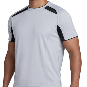 T-shirt sportif blanc à manches courtes pour homme, coupe classique, séchage rapide, tricoté 100% coton, col rond, uni, écologique, respirant, 290g - Product Image 2