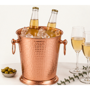 Hammered Copper Ice <b>Bucket</b> Double Wall Stainless Steel Wine Cooler Insulated <b>Champagne</b> <b>Bucket</b> Chiller Tub with Handles for Bar - Product Image 4