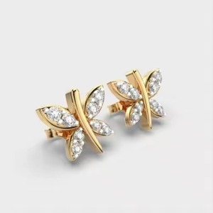 Moissanite Diamond Stud <b>Earrings</b> with Screw Back Certified Butterfly Shape Iced Out <b>Cute</b> Luxury <b>Earrings</b> Set for Women's - Product Image 5
