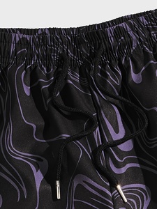 Shorts de plage décontractés pour hommes à rayures avec cordon de serrage, style hawaïen, pour le surf et la natation, minimalistes, 100% coton, longueur genou, pour les loisirs - Product Image 3