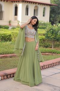 Ensemble Lehenga Choli en Faux Georgette Prêt-à-Porter Premium avec Koti – Ensemble Designer Brodé de Perles - Product Image 4